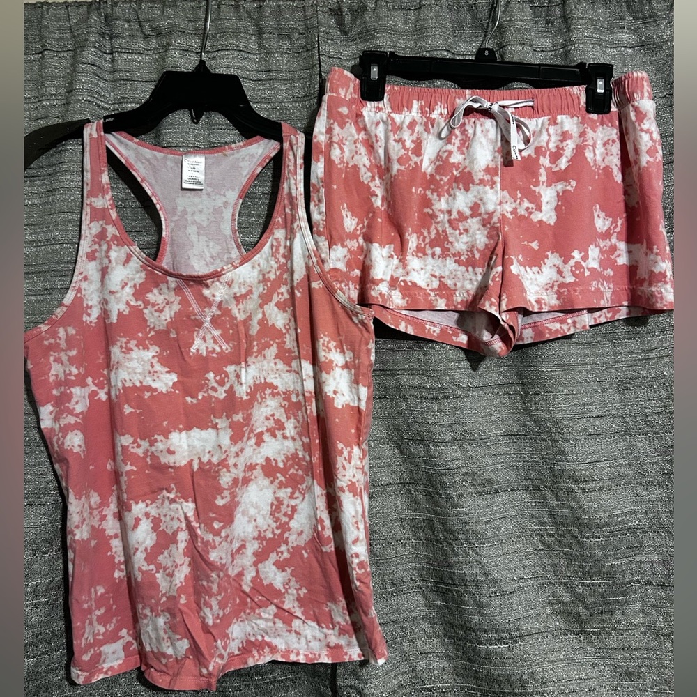 Pink and White Tie-Dye Sleepwear Set by Calvin Klein